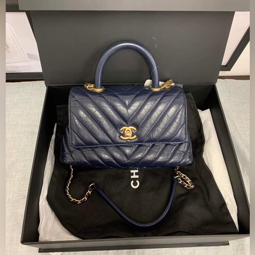 Chanel Chevron Quilted Small Coco Handle Flap Bag